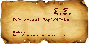 Ráczkevi Boglárka névjegykártya